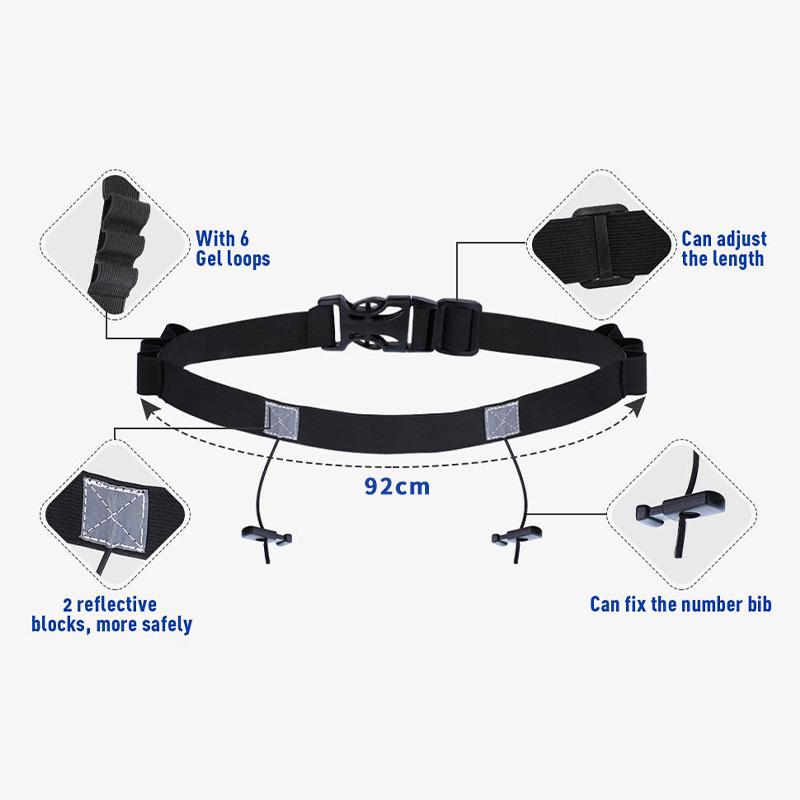 Marathon Number Plate Belt Adjustable Elastic Running Sports Belt Energy Running Belt Night Running Reflective Belt Sports Belt