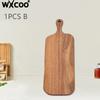 WXCOO1pc Long Handle Food Boards Kitchen Solid Wood Cutting Board Cake Dessert Tray Acacia Wood Food Boards Kitchen Supplies