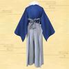 LanBuff Unisex Samurai Costume, Horseback Riding Hakama, Japanese Dance, Kimono, Cosplay Costume, Kendo, Kyudo, Iaido, Practice Wear, Top and Bottom S