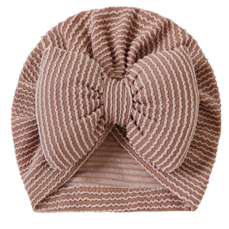 Infant Striped Hat with Bowknot Comfortable Cotton Blend Headwear Unisex Baby Striped Hat Comfortable for Boy & Girls