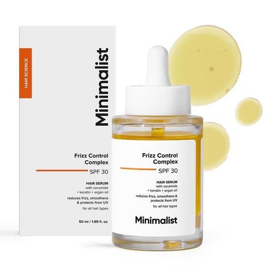 Минималистичная сыворотка для волос SPF 30 для вьющихся волос с кератином, аргановым маслом и керамидами | Сыворотка для защиты от тепла | Несмываемая сыворотка для женщин и мужчин | 50 мл