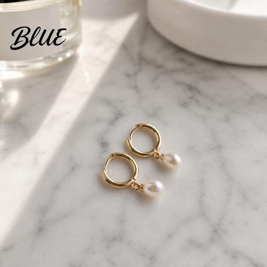 Stylish City Earrings 1 Pair Pearl for Women Small Hoop