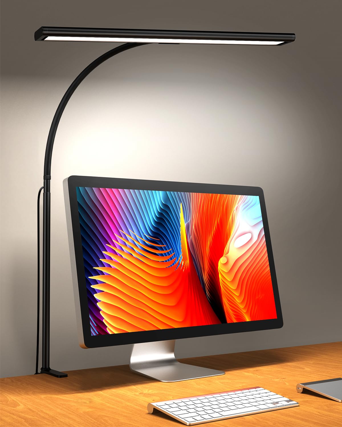 

iZELL Desk Stepless Color Tabletop Asymmetrical Light Clip High 160 Stand 360 Degree Flexible Neck Memory Reading Light Black Light, Adjustment,