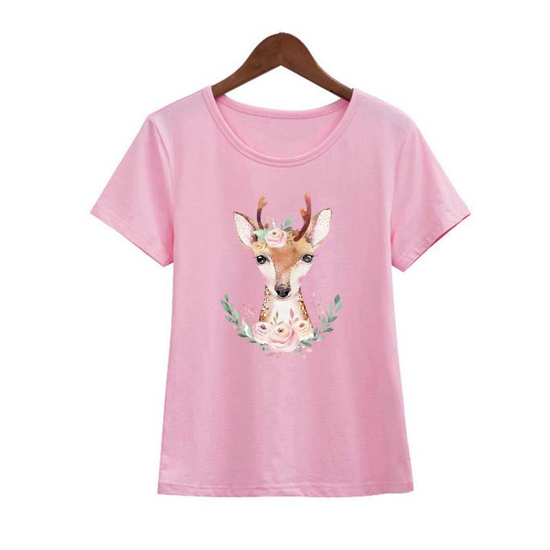 Flower Deer Thermal Transfer Girl T-Shirt Jeans Decoration Iron On Patch Washable New DIY Patches For Clothes Hat