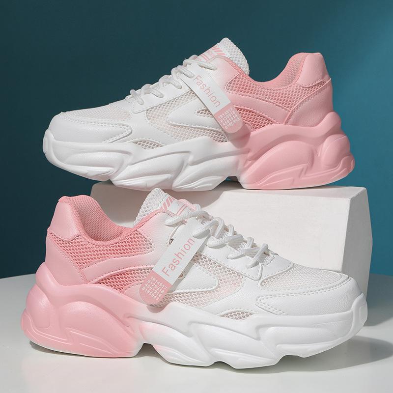 

Новые женские кроссовки дышащие полые летние повседневные туфли на платформе 40 розовый