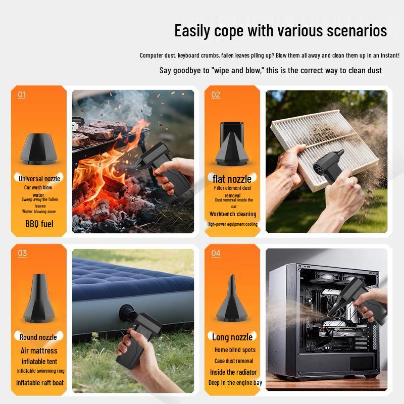 13 Turbo 10,000 RPM Brushless Motor Handheld Blower: Powerful Fan for Dust Removal & Camping