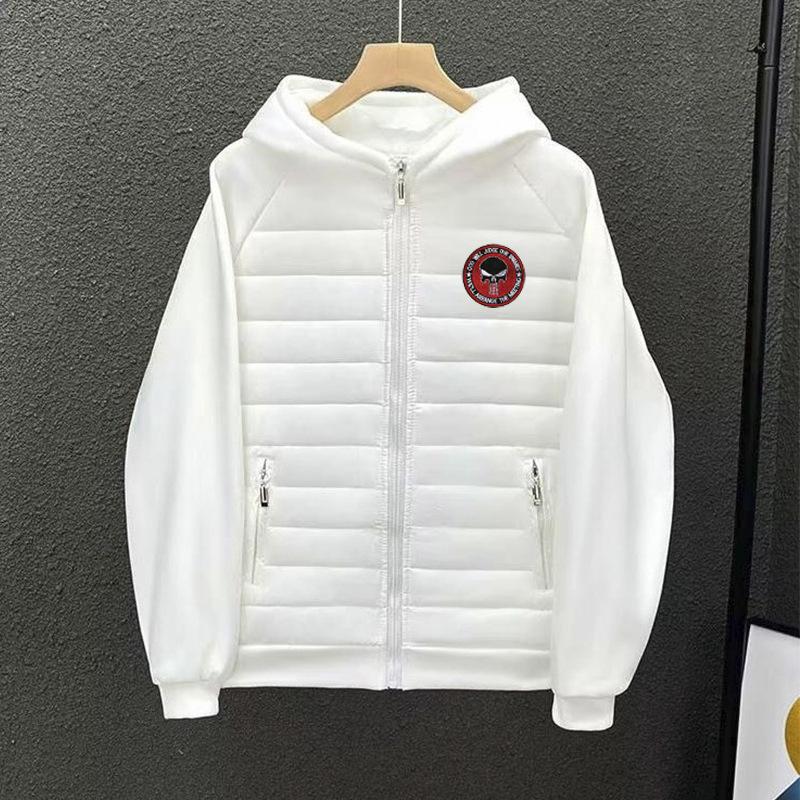 26 Cross-border high-quality trend fashion red and black round badge spring hooded warm light cotton coat men