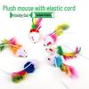 Plush Mouse Teaser Cat Toy with Elastic Cord and Rattle
