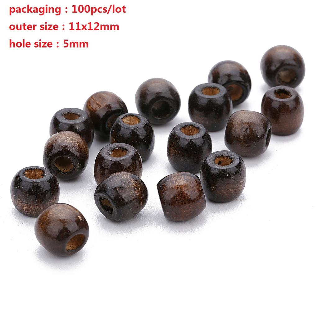 Louleur Big Hole Natural Wooden Beads For Jewelry Making Fit Necklace Bracelet Charm Stripes Loose Wood Abacus Bead