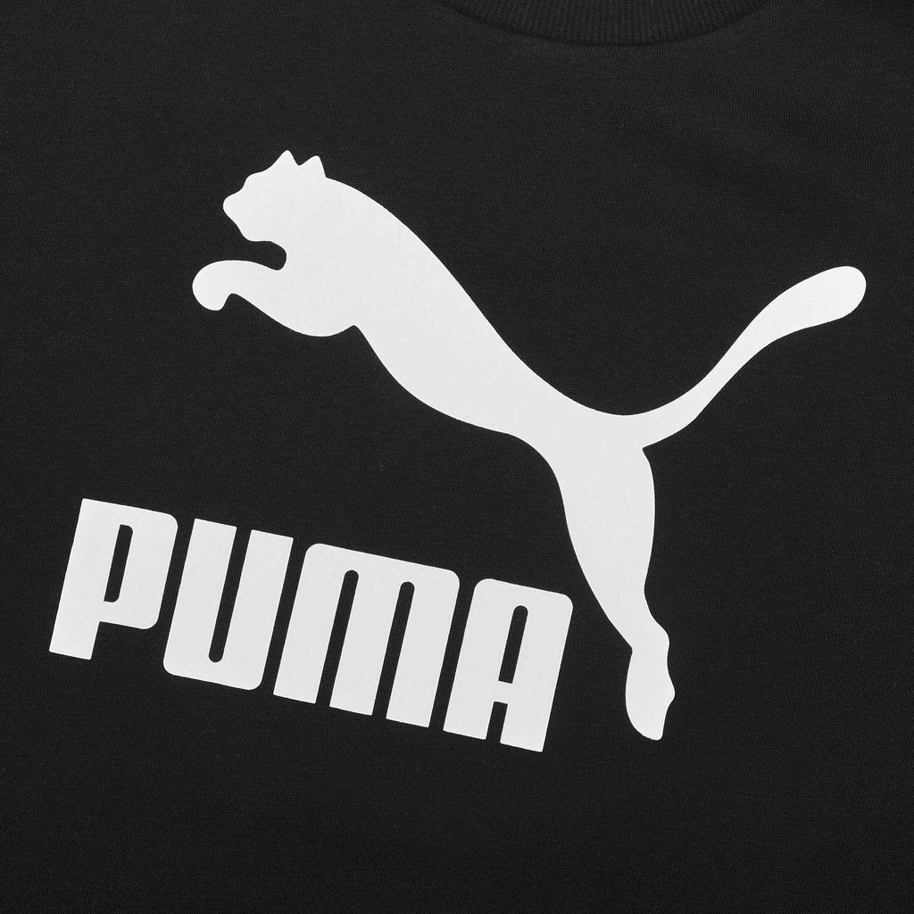 Puma Luxe Color Block Logo Print Fleece Sweatshirt Women Tops Black 530306-01