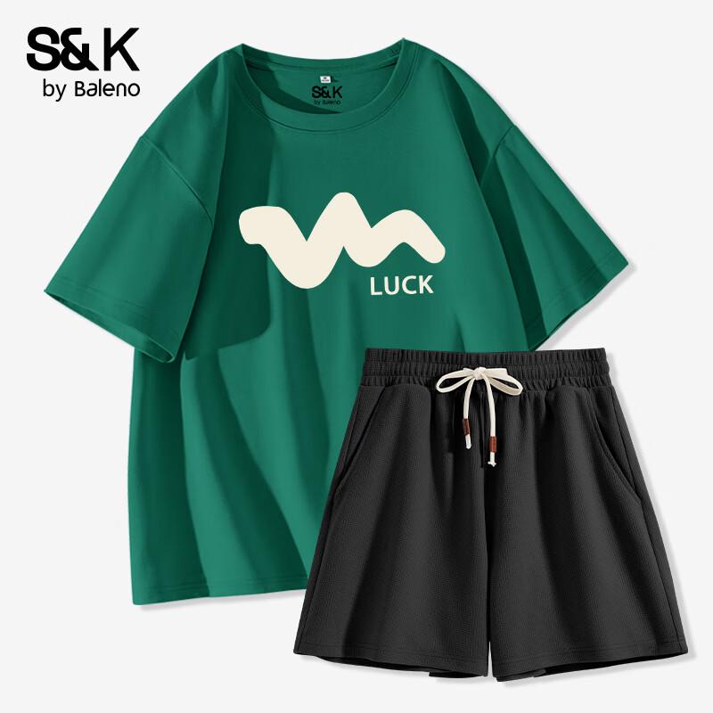 Baleno S&K Women's Pure Cotton T-shirt & Waffle Shorts Set