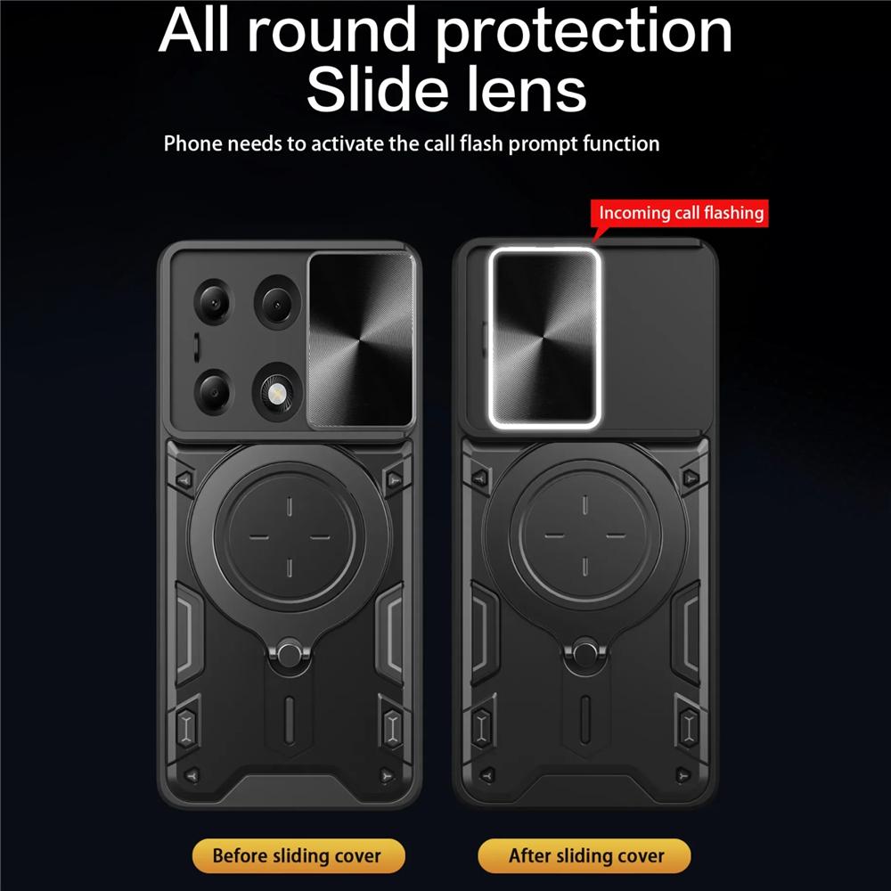 Slide Camera Magnetic Case For Xiaomi Note 13 10 11 Pro Plus 12S 11S 9T 9 Shockproof Matte Cases Redmi 13C 12C 12 10C