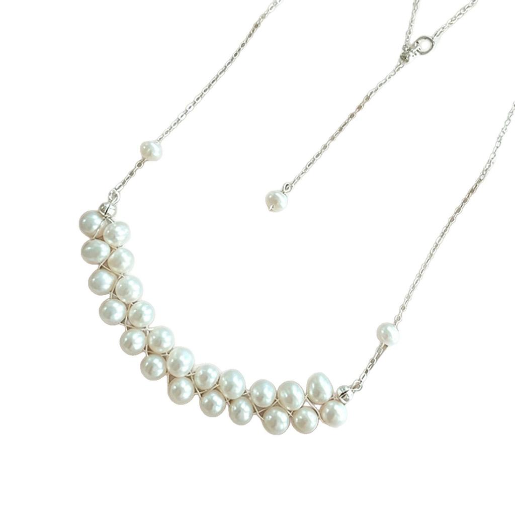 Handwoven Natural Freshwater Pearl Necklace Women's Summer S911 Sterling Silver Accessories Light Luxury Premium Versatile Necklace