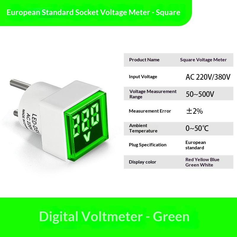 LED Digital AC Voltmeter Indicator High Precision EU Plug 50-500V Voltage Tester for Home Circuit Inspection