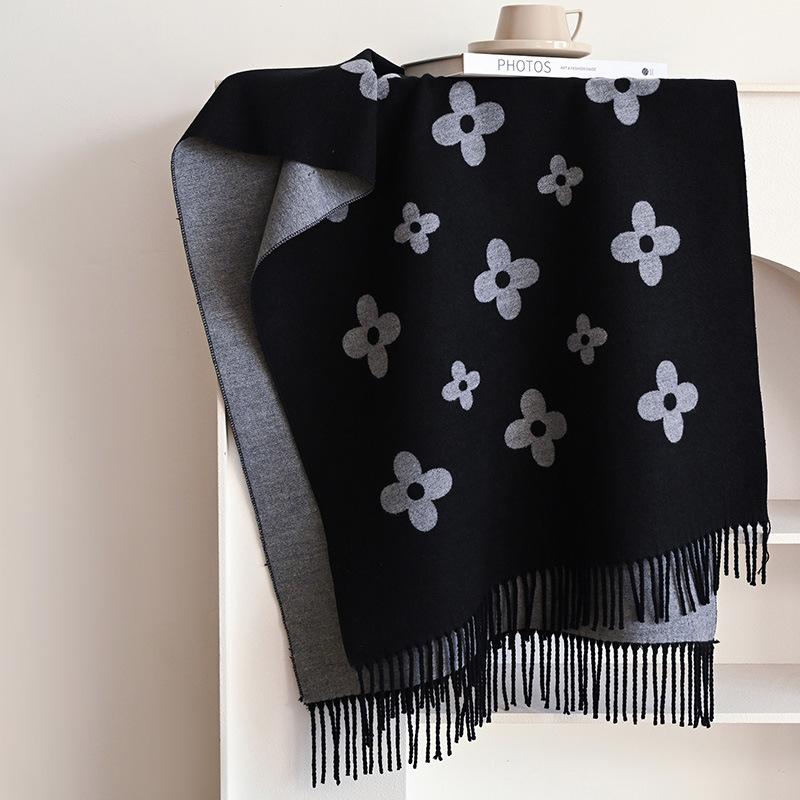 Outono/Inverno Core Spun Yarn Scarf Para Senhoras Moda Simples Jacquard Longo Borla Xale Solto