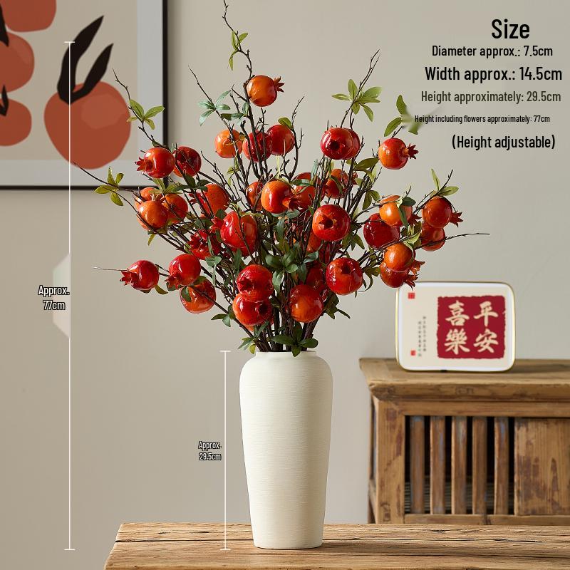 Chinese-Style Persimmon and Pomegranate Flower Arrangement for Living Room or Dining Table