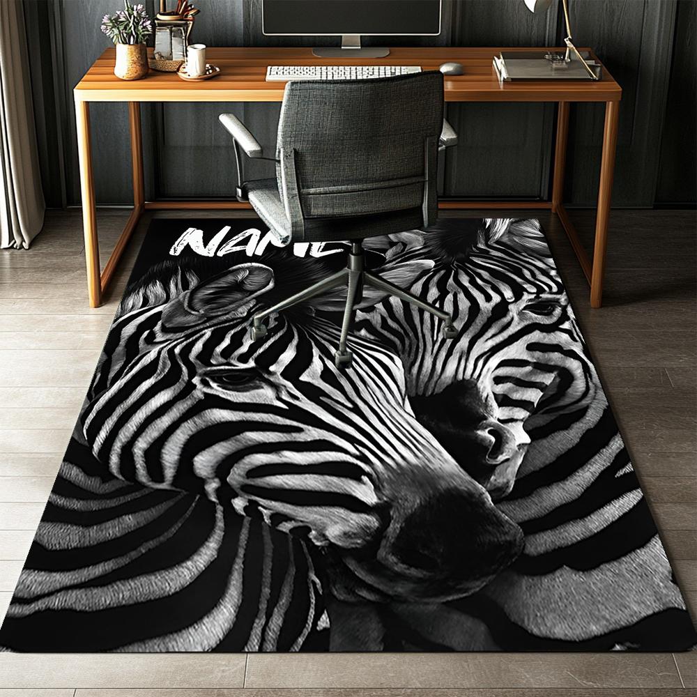Custom Name LNTB002260915X1004==Zebra Printed Carpet,Rug for Office Chair Living Room Bedroom Kitchen Room Decor Gifts.