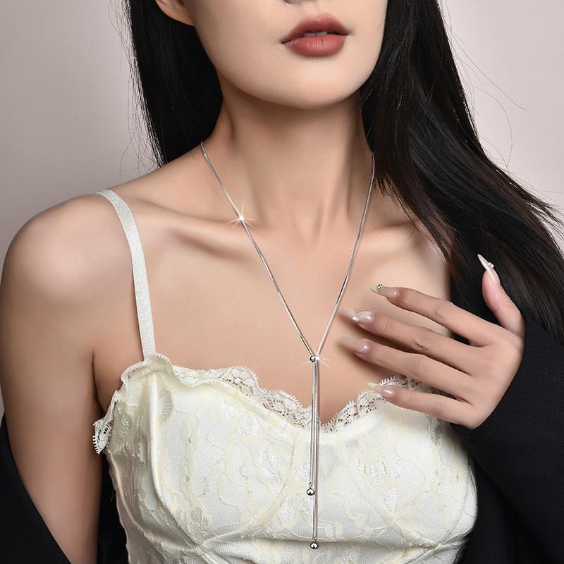 Titanium Steel Trendy Sweater Chain Necklace For Women Offering Unique Shape Geometric