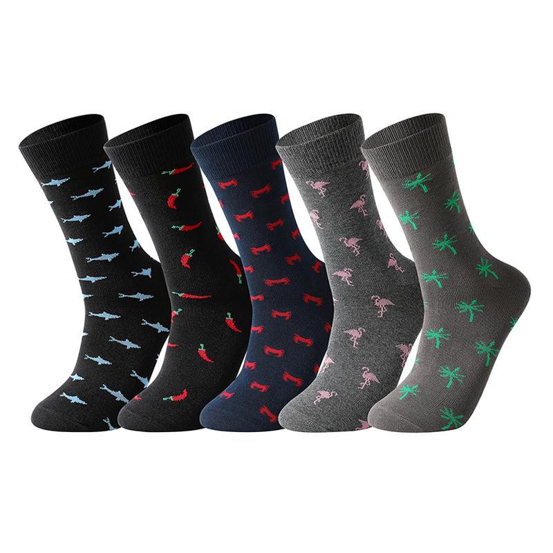 10 Pairs Men's Socks Cotton Business New Fashion Funny Sock With Print Animals Cartoon Middle Sock Male Casual Dresses Clothing