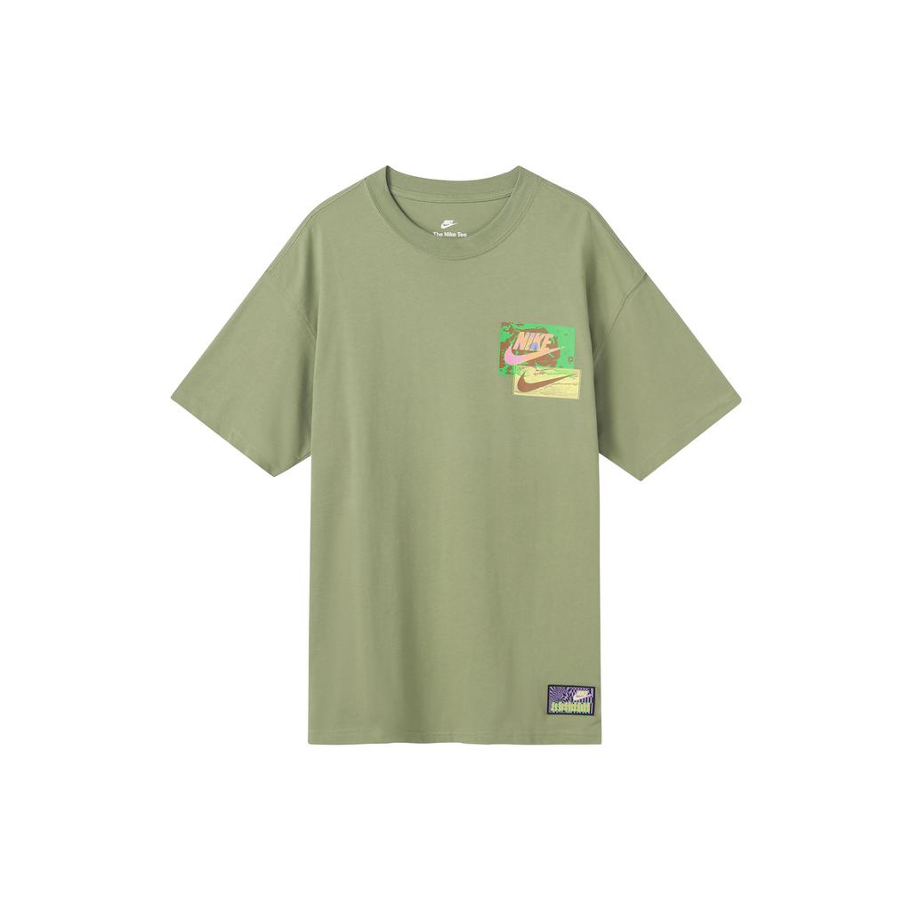 Nike Logo Print Sports Fitness Training Crew Neck Short Sleeve T-Shirt Men Tops Green FB9787-386