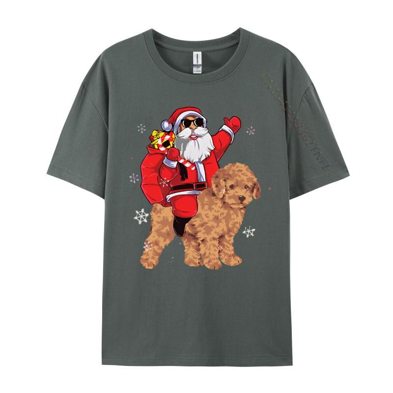 Santa Claus Ride Poodle Dog Christmas Tshirt Student TShirts Unisex Vintage Tee Shirts High Quality Xs Graphic T Shirts