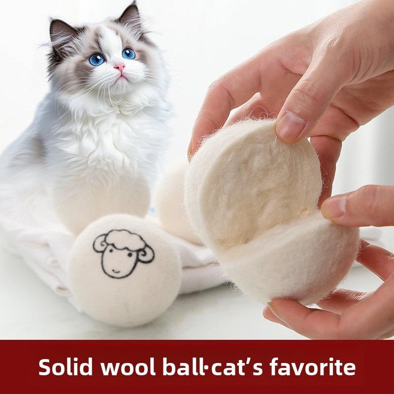 Pet Silent Cat Wool Balls, Cat Toys, Self-entertainment Balls, Cat Balls, Plush Balls, Animal Fur Cat Bite Balls, Small Balls