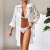 Women's Chiffon Shirt Polo Casual Blouses Beach Sunscreen Shirt Tulle Top