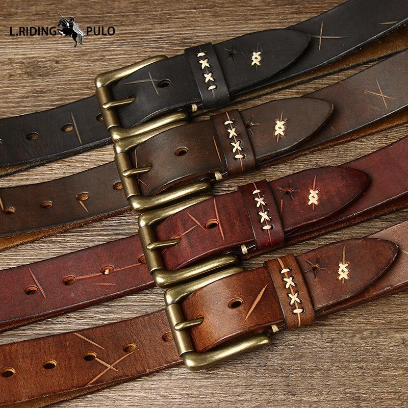 Retro Fashion Personality Style Top Layer Leather Belt Men's Genuine Leather Pin Buckle Jeans Belt
