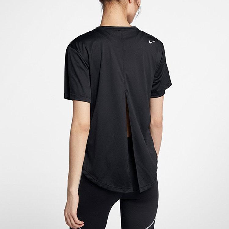 Nike Casual Sports Letter Print American Vintage Solid Color Round Neck Short Sleeve T-Shirt Women T-Shirt Black CD9635-010