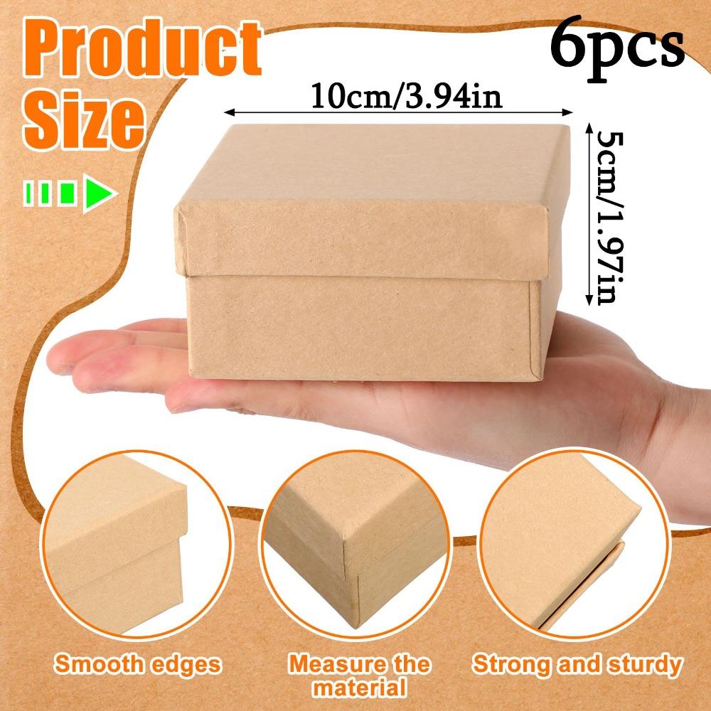 6pcs Square Paper Gift Boxes Small Treat Boxes with Lid Nesting DIY Cardboard Craft Empty Boxes Party Favor Box Gift Wrap Box