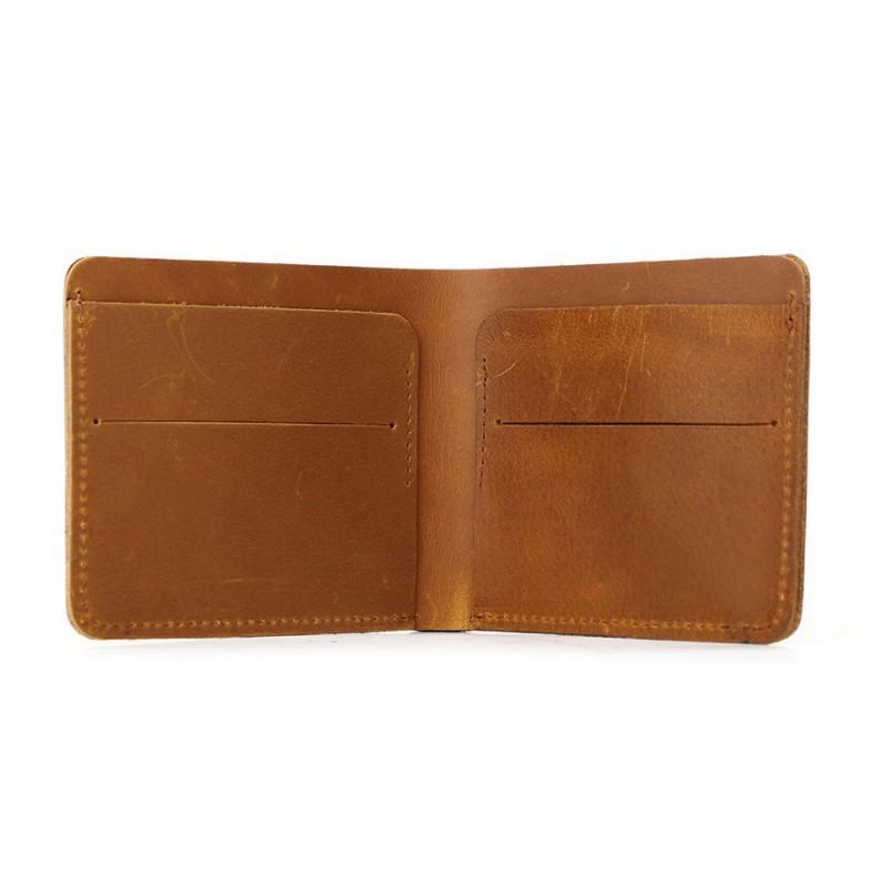 Crazy Horse Leather Simple Men's Wallet Cowhide Brown Light Genuine Retro Business Short Men