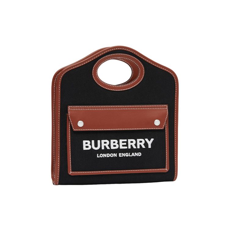 Burberry Pocket Bag With Detachable Adjustable Shoulder Strap Cotton And Leather Tote Shopping Handbag Women Tote 80557461