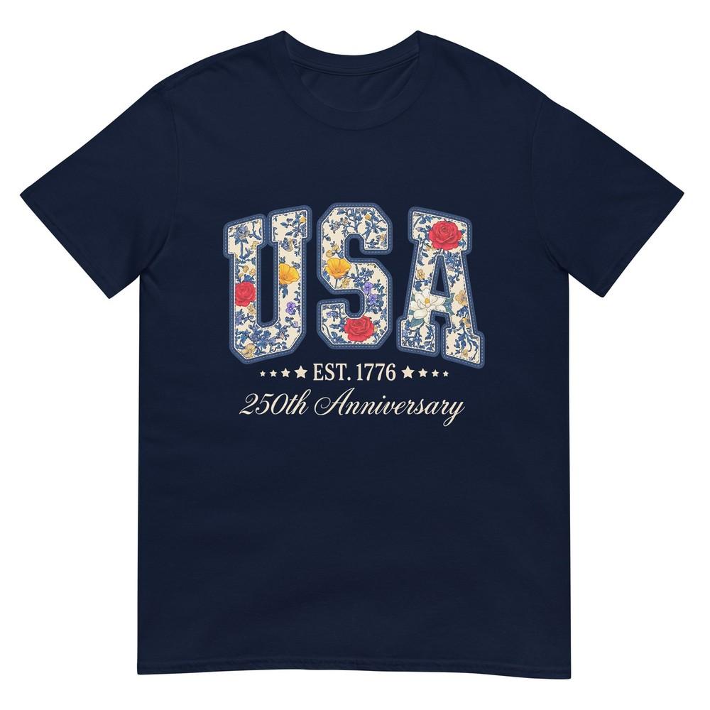 Floral Usa 4th Of July Patriotic Unisex 250th Anniversary Usa TShirt S