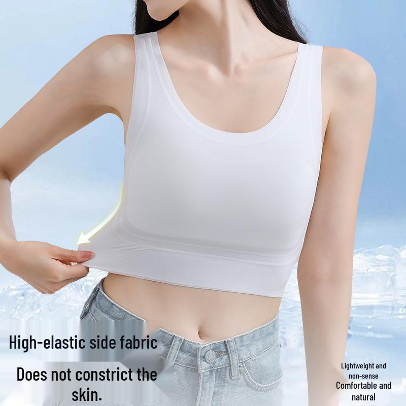 Ice Silk Cooling Seamless Chest Binder - Women’s Skin Tone Invisible Vest & Anti-Bulge Bra for a Beautiful Back and Smaller Bust.