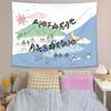 Cute Cartoon Kids and Stars Tapestry Wall Hanging Light Blue Sky Yellow Star Costume Aesthetic Wall Art Bedroom Decor