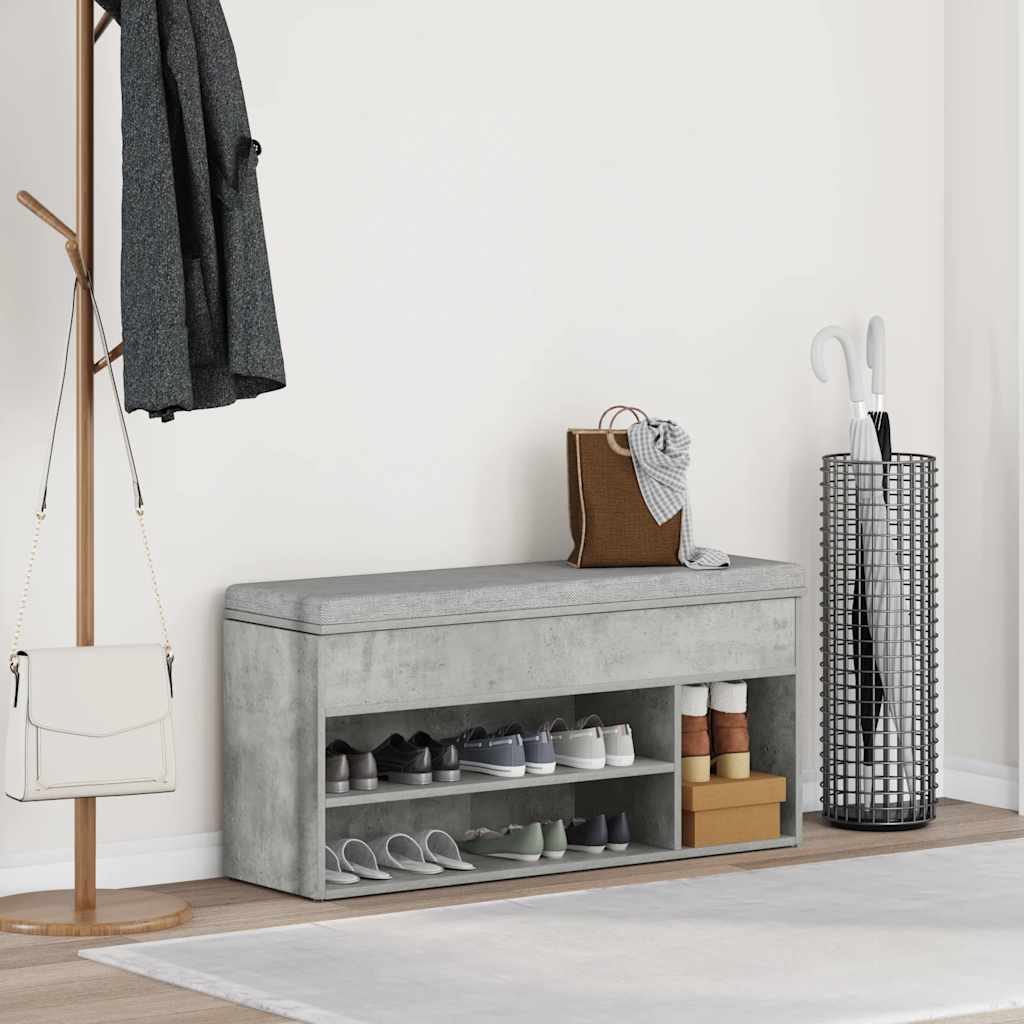 Shoe Bench Concrete Grey 102 x 30.5 x 45 cm Engineered Wood