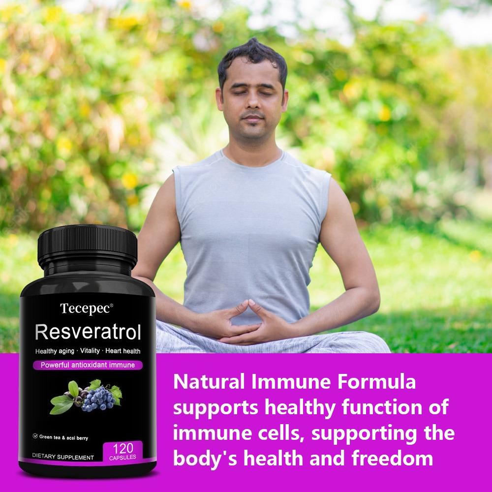 Resveratrol Capsules, Premium Antioxidant Supplement with Grape Seed Extract, Green Tea & Acai Berry, Healthy Aging, Vitality & Heart Support