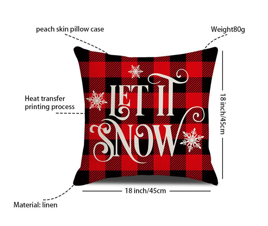 Christmas Pillowcase 4 PCS Decorative Square Pillowcase Without Pillow Core 45CM