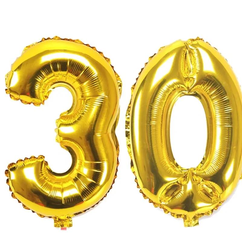 

32 inch Number Figure Foil Balloons 10 20 30 40 50 60 70 80 90 Years Adult Old Birthday Party Anniversary Decoration Air Balloon 32inch