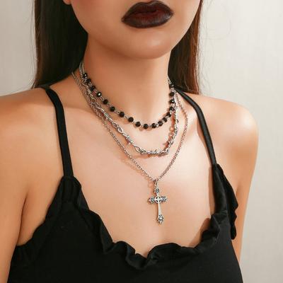 Sweet Cool Necklace Niche Jewelry Hip Hop Necklace Cross Pendant Dark Collarbone Chain
