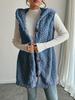 Popular Style Solid Color Plush Hooded Button Cardigan - Women's Autumn/Winter Casual Vest