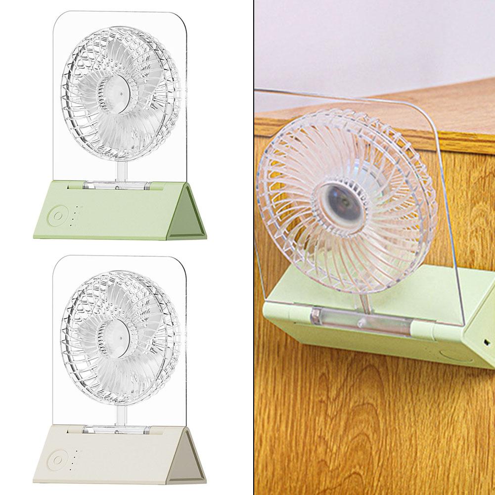 Indoor Cooling Folding Desk Fan Quiet Colorful LED Fan Led Light Fan 192*140*60mm 3000mAh Battery 4-Speed Airflow