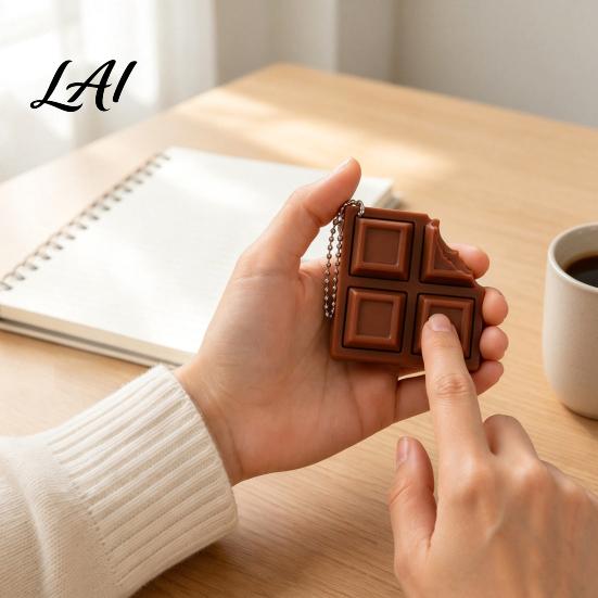 Handheld Fidget Devices 3D Printed Chocolate Candy Bar Clicker Toy Keyboard Anxiety Relief Gifts Keychain Office Desk Stress Toy for Kids,