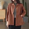 Women Cotton Jacket Autumn Short Casual Button Jacket Loose Simple Large Size Long Sleeve Tops