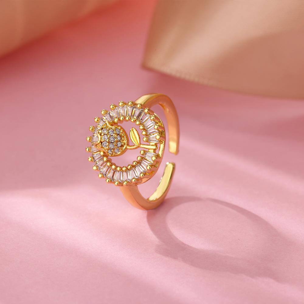 Stainless Steel Zircon Geometric Rings For Women Luxury Evil Eye Gold Color Adjustable Trendy Wedding Aesthetic Jewerly Gift