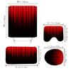 4-częściowy wodoodporny czerwony i czarny zestaw łazienkowy z antypoślizgowym dywanikiem, zasłoną prysznicową, pokrywą deski sedesowej i matą toaletową - kompletny wystrój łazienki