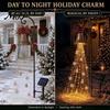 Decorative Lights for Walkways Christmas Bell Cascade Solar Light, Garden Stake Light with Warm Glow LED Waterfall Festive Outdoor Yard
