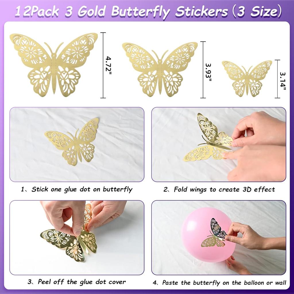 111PCS light purple gold metal latex balloon set suitable for birthday parties, weddings, Valentine's Day party decoration
