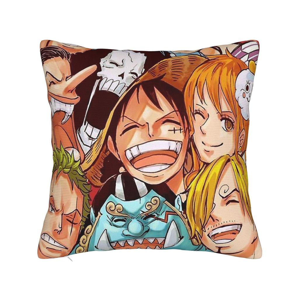 Luffy Anime Cool Luffy Square Pillow Cases Retro Anime Manga Cushion Covers Customized Zipper Decor Pillowcase for Sofa Xcm
