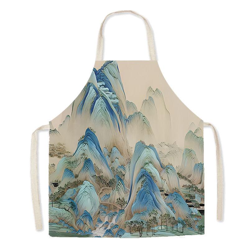 

Linen Sleeveless Apron Kitchen Cooking Fabric Adult Parent-Child Cooking Studio Dress 47x38cm